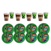 Kit Festa Minecraft 8 Copos e 8 Pratos Festcolor