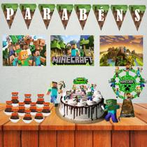 Kit festa Minecraft decoração monta facil festa em casa - DBM Kids