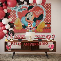 Kit Festa Minnie 39 Itens Painel + Faixa + Enfeites + Topo Kit Festa Minnie 39 Itens Painel + Faixa + Enfeites + Topo
