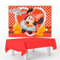 Kit festa Minnie Decoração Toalha Vermelha + Painel TNT - Piffer