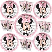Kit Festa Minnie Mouse 8 Copos 8 Pratos Aniversário Infantil