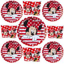 Kit Festa Minnie Mouse 8 Copos 8 Pratos Aniversário