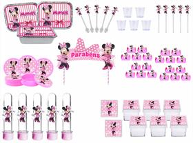 Kit Festa Minnie Rosa 311 peças (30 pessoas)