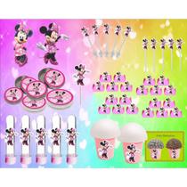 Kit festa Minnie Rosa 99 peças (10 pessoas)