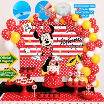 Kit Festa Minnie Vermelha Decoração Painel+125 balão bolinha