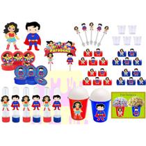 Kit festa Mulher Maravilha e Super Man Baby 155 peças