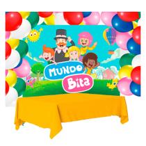 Kit festa Mundo Bita Anive Toalha Amarela+ 25 balões +Painel