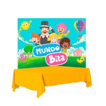 Kit festa Mundo Bita Decoração Aniver Toalha Amarela+ Painel