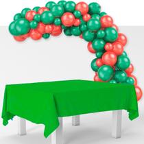 Kit festa Natal Decoração 200 bexigas +Toalha Verde + fita - joy