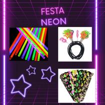 Kit Festa Neon 100 Pulseiras + 10 Tiaras + 10 Gravatas - TRANOY FESTAS
