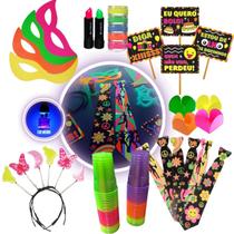 Kit Festa Neon Balada 247 Itens: Adereços, Copo e Forminha