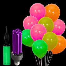 KIT Festa Neon Lâmpada Neon 36W Com 25 Balões Neon Sortidos - Luatek