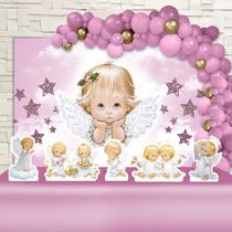 Kit Festa Ouro Batizado Anjinho Aquarela Menina- IMPAKTO VISUAL Kit Festa Ouro Batizado Anjinho Aquarela Menina- IMPAKTO VISUAL