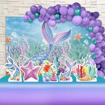 Kit Festa Ouro Calda Sereia Aquarela - IMPAKTO VISUAL Kit Festa Ouro Calda Sereia Aquarela - IMPAKTO VISUAL