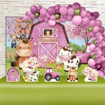 Kit Festa Ouro Fazendinha Rosa Aquarela - IMPAKTO VISUAL