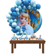 Kit Festa Painel Redondo CInderela 3D-IMPAKTO VISUAL