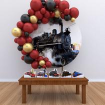 Kit Festa Painel Redondo Locomotiva Trem Maria Fumaça- IMPAKTO VISUAL