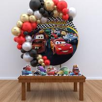 Kit Festa Painel Redondo PERSONALIZADO Carros02 - IMPAKTO VISUAL