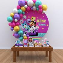 Kit Festa Painel Redondo PERSONALIZADO Gabby's Dollhouse - IMPAKTO VISUAL