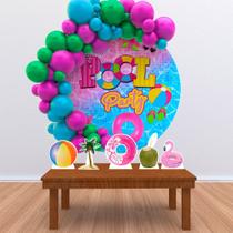 Kit Festa Painel Redondo Pool Party Rosa - IMPAKTO VISUAL