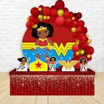 kit festa painel redondoDecoração Mulher Maravilha Cute Negra 1,50 Diâmetro