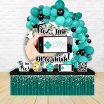 kit festa painel redondoDecoração Tema Pix 1,50X150