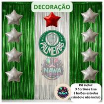 Kit FESTA PALMEIRAS Cortinas Metalizadas + Balões Estrelas 9"