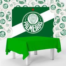 Kit festa Palmeiras Decora Toalha Verde + 25 balões + Painel