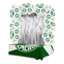 Kit festa Palmeiras Decoração Aniver Cortina+ Balão + Toalha