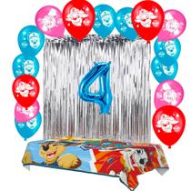 Kit festa Patrulha canina aniv 4 anos Cortina+ Balão+ Toalha
