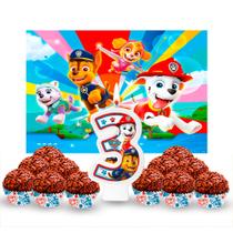 Kit festa Patrulha canina Vela 3+ Forminhas + Painel GIGANTE Kit festa Patrulha canina Vela 3+ Forminhas + Painel GIGANTE