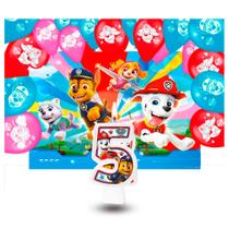 Kit festa Patrulha canina Vela 5 + Balão + Painel GIGANTE Kit festa Patrulha canina Vela 5 + Balão + Painel GIGANTE