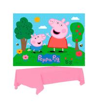Kit festa Peppa Pig Decoração Anive Painel + Toalha Plástica - Regina - Kit
