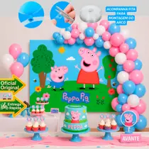 Kit Festa Peppa Pig Decoração Aniversário Painel+150 Balões