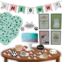 Kit Festa PetCat 62 Peças Comemoração Felina Aniversário Animal Gato Gatinho Festcolor Kit Festa PetCat 62 Peças Comemoração Felina Aniversário Animal Gato Gatinho Festcolor