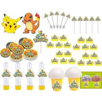 Kit festa Pokémon (Pikachu) 99 peças (10 pessoas) - Produto artesanal