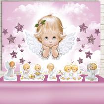 KIT Festa Prata Batizado Aquarela Menina - IMPAKTO VISUAL KIT Festa Prata Batizado Aquarela Menina - IMPAKTO VISUAL