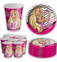 Kit Festa Pratos e Copos para Aniversário Comemoração - Barbie - 8un Cada - Festcolor