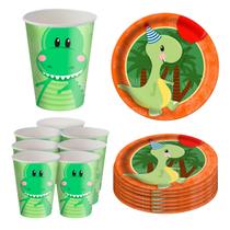Kit Festa Pratos e Copos para Aniversário Comemoração - Dino Baby - 8un Cada - Festcolor Kit Festa Pratos e Copos para Aniversário Comemoração - Dino Baby - 8un Cada - Festcolor