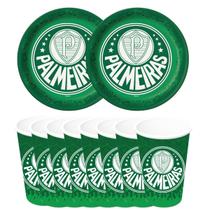 Kit Festa Pratos e Copos para Aniversário Comemoração - Palmeiras - 16 un Cada - Festcolor