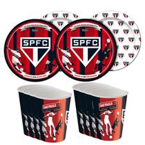 Kit Festa Pratos e Copos para Aniversário Comemoração - São Paulo - 8 un Cada - Festcolor