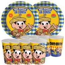 Kit Festa Pratos e Copos para Festa Junina Chico Bento Aniversário Comemoração 8un Cada - Festcolor