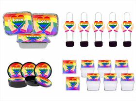 Kit Festa Pride LGBTQIA+ 40 peças (10 pessoas) preto - Produto artesanal