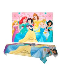 Kit festa Princesas Decoração Aniversário Toalha + Painel Kit festa Princesas Decoração Aniversário Toalha + Painel