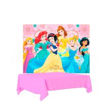 Kit festa Princesas Disney Decoração Toalha Plática + Painel Kit festa Princesas Disney Decoração Toalha Plática + Painel