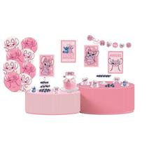 Kit Festa Pronta Decoração Angel Stitch Rosa Disney - 62 un Kit Festa Pronta Decoração Angel Stitch Rosa Disney - 62 un