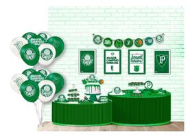 Kit Festa Pronta Decoração Palmeiras Verdão - 62 unid Kit Festa Pronta Decoração Palmeiras Verdão - 62 unid