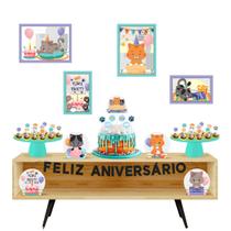 Kit Festa Pronta Decoração Pet Gato Gatinho - 40 unid Kit Festa Pronta Decoração Pet Gato Gatinho - 40 unid