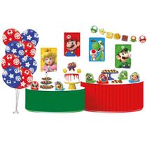 Kit Festa Pronta Decoração Super Mario Bros Luigi - 62 unid Kit Festa Pronta Decoração Super Mario Bros Luigi - 62 unid