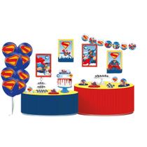 Kit Festa Pronta Decoração Superman C/ 62 Itens - Festcolor Kit Festa Pronta Decoração Superman C/ 62 Itens - Festcolor
